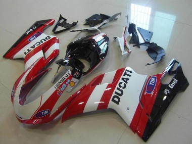 Cheap 2007-2014 Ducati 848 1098 1198 Motorcycle Fairings - White Red Black Generali Tim