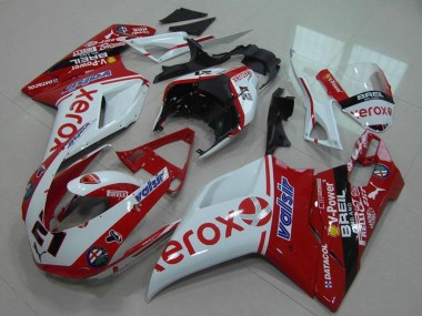 Cheap 2007-2014 Ducati 848 1098 1198 Motorcycle Fairing - White Red Glossy Black Valsir Xerox OEM Style 21