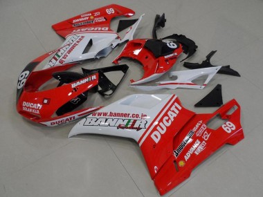 Cheap 2007-2014 Ducati 848 1098 1198 Motorcycle Fairings - White Red Glossy Black Banner 69