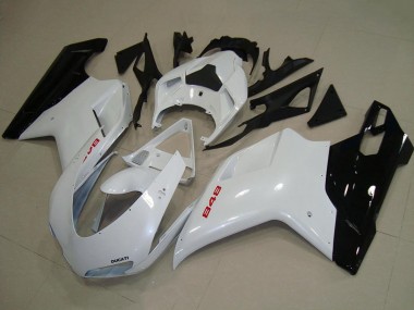 Cheap 2007-2014 Ducati 848 Motorcycle Fairings - White Glossy Black