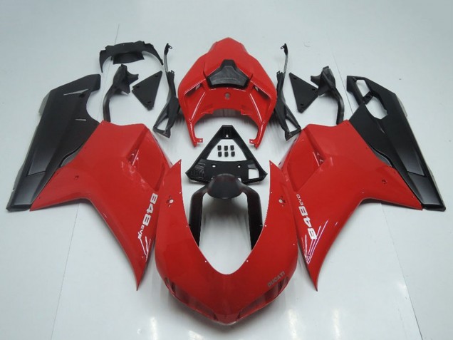 2007-2014 Ducati 848 Motorcycle Fairings - Red Matte Black OEM Style