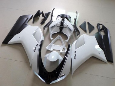 Cheap 2007-2014 Ducati 848 Motorcycle Fairing - White Matte Black