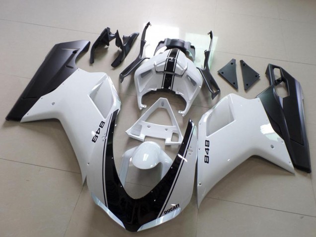 2007-2014 Ducati 848 Motorcycle Fairing - White Matte Black