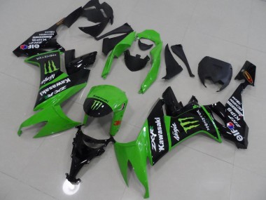 Cheap 2008-2010 Kawasaki ZX10R Motorcycle Fairings - Green Glossy Black Monster