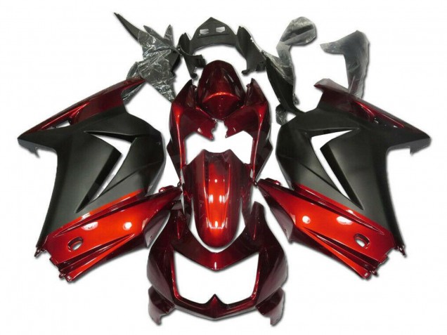2008-2012 Kawasaki EX250 Motorcycle Fairings - Red Matte Black