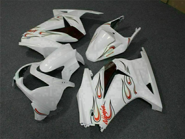 2008-2012 Kawasaki EX250 Motorcycle Fairings - White Red
