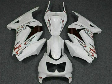 Cheap 2008-2012 Kawasaki EX250 Motorcycle Fairings - White Red