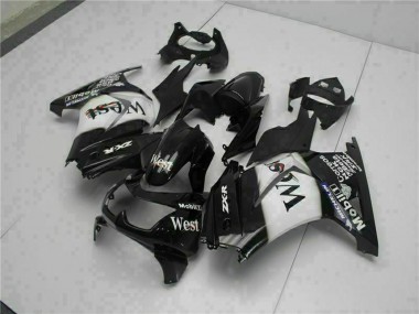Cheap 2008-2012 Kawasaki EX250 Motorcycle Fairings - Glossy Black White West