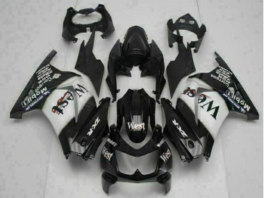 Cheap 2008-2012 Kawasaki EX250 Motorcycle Fairings - Glossy Black White West