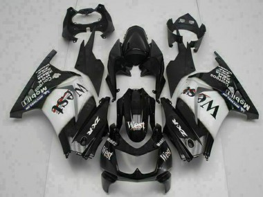 Cheap 2008-2012 Kawasaki EX250 Motorcycle Fairings - Glossy Black White West