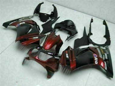 Cheap 2008-2012 Kawasaki EX250 Motorcycle Fairings - Glossy Black Maroon Red