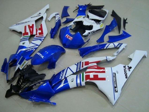 2008-2016 Yamaha YZF R6 Motorcycle Fairings - White Blue Red Fiat Motul Michelin