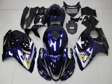 Cheap 2008-2020 Suzuki GSXR 1300 Hayabusa Motorcycle Fairings - Dark Blue White Gold