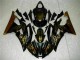 2008-2016 Yamaha YZF R6 Motorcycle Fairings - Glossy Black Gold Flame