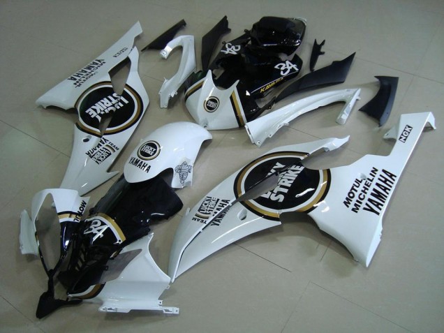 2008-2016 Yamaha YZF R6 Motorcycle Fairings - White Glossy Black Lucky Strike Motul Michelin 34