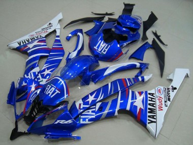 Cheap 2008-2016 Yamaha YZF R6 Motorcycle Fairings - White Blue Fiat Motul Michelin