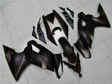 Cheap 2009-2011 Kawasaki EX650 Motorcycle Fairings - Matte Black Red Stripe