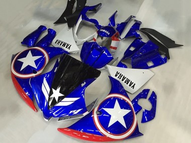 Cheap 2009-2011 Yamaha YZF R1 Motorcycle Fairings - Blue White Red Black Star Captain America