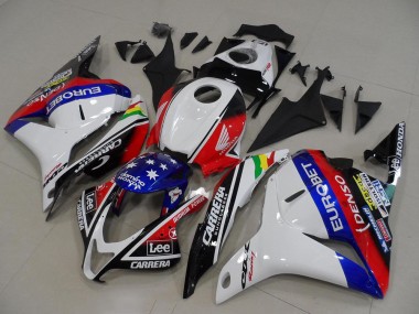 Cheap 2009-2012 Honda CBR600RR Motorcycle Fairings - White Red Blue Glossy Black EuroBet Lee Star