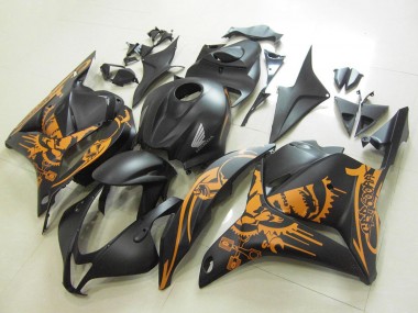 Cheap 2009-2012 Honda CBR600RR Motorcycle Fairings - Matte Black Orange Skull