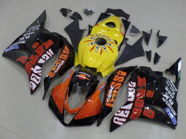 Cheap 2009-2012 Honda CBR600RR Motorcycle Fairings - Yellow Orange Glossy Black Rossi Racing