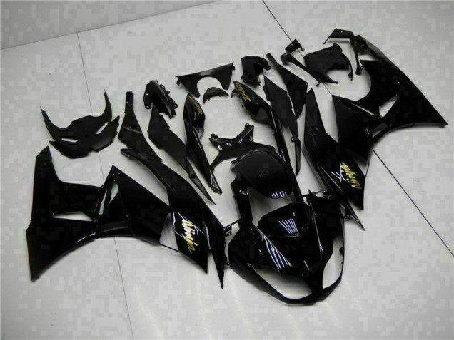 2009-2012 Kawasaki ZX6R Motorcycle Fairings - Glossy Black Gold Ninja