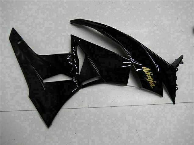 2009-2012 Kawasaki ZX6R Motorcycle Fairings - Glossy Black Gold Ninja