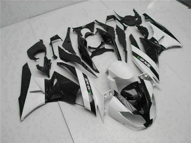 2009-2012 Kawasaki ZX6R Motorcycle Fairings - Glossy Black White