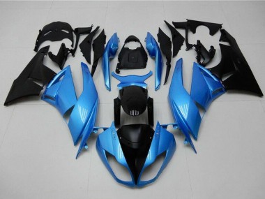 Cheap 2009-2012 Kawasaki ZX6R Motorcycle Fairings - Light Blue Glossy Black