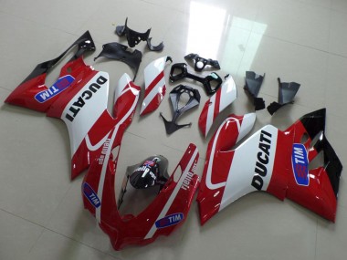Cheap 2011-2014 Ducati 1199 Motorcycle Fairings - White Red Tim