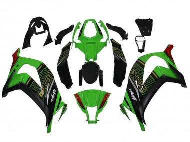 Cheap 2011-2015 Kawasaki ZX10R Motorcycle Fairings - Green Glossy Black Red Honeycomb