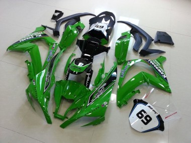 Cheap 2011-2015 Kawasaki ZX10R Motorcycle Fairings - Green Glossy Black Elf Henleys Vent-Axia 69