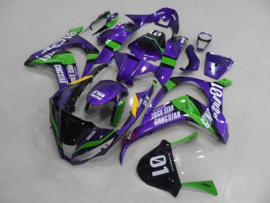 Cheap 2011-2015 Kawasaki ZX10R Motorcycle Fairings - Purple Green Black White Trick Star Gangstar Eva Racing 01
