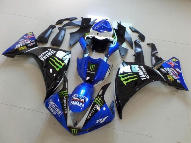 Cheap 2012-2014 Yamaha YZF R1 Motorcycle Fairings - Blue White Glossy Black Green Graves Yamalube Monster