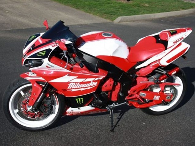 2012-2014 Yamaha YZF R1 Motorcycle Fairings - White Red Black Green Milwaukee Maxxis Monster