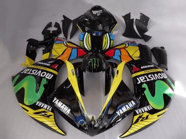 Cheap 2012-2014 Yamaha YZF R1 Motorcycle Fairings - Glossy Black Yellow Green White Blue MoviStar Monster