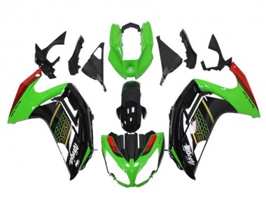 Cheap 2012-2016 Kawasaki EX650 Motorcycle Fairings - Green Glossy Black Red Honeycomb