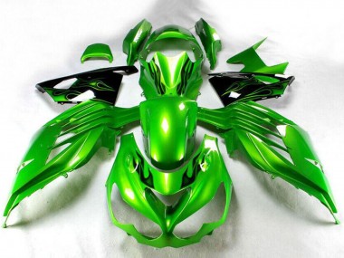 Cheap 2012-2024 Kawasaki ZX14R ZZR1400 Motorcycle Fairing - Green Glossy Black