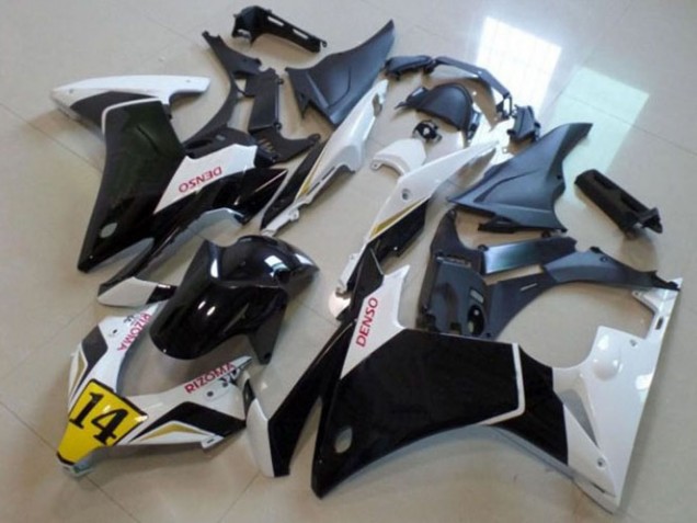 2013-2015 Honda CBR500R Motorcycle Fairings - White Yellow Glossy Black DENSO