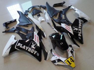 Cheap 2013-2015 Honda CBR500R Motorcycle Fairings - White Yellow Glossy Black Playboy 14