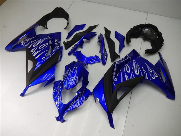 2013-2024 Kawasaki Ninja 300 EX300R Motorcycle Fairings - Blue Black White Flame