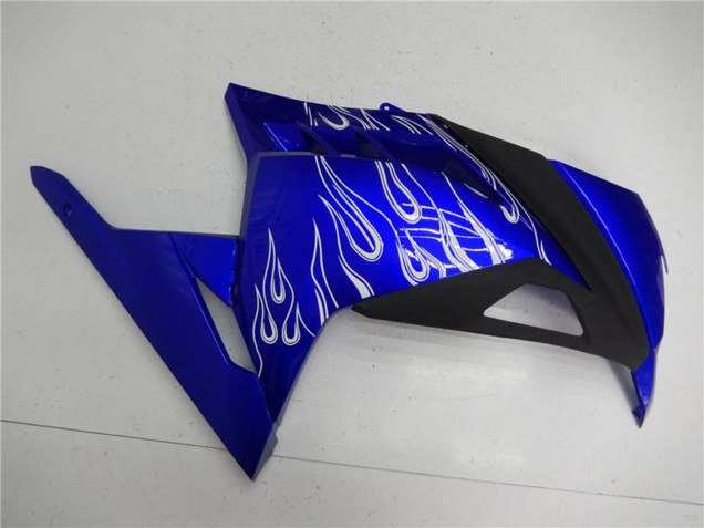 2013-2024 Kawasaki Ninja 300 EX300R Motorcycle Fairings - Blue Black White Flame