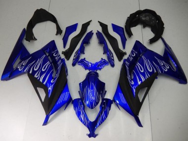 Cheap 2013-2024 Kawasaki Ninja 300 EX300R Motorcycle Fairings - Blue Black White Flame