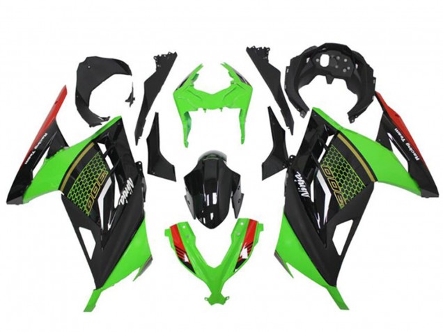2013-2024 Kawasaki Ninja 300 EX300R Motorcycle Fairings - Green Red Black Honeycomb
