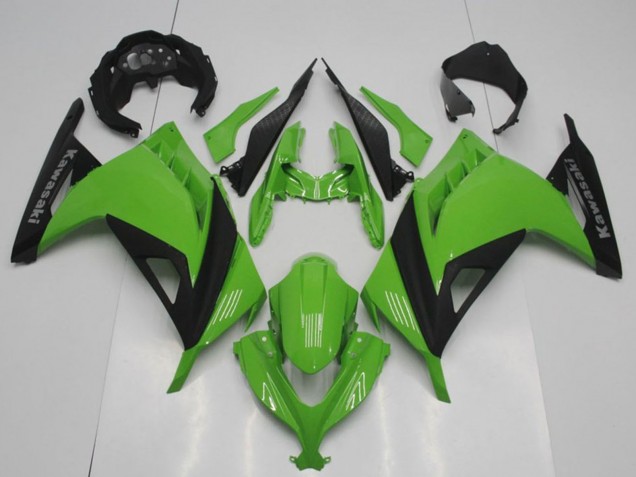 2013-2018 Kawasaki ZX300R Motorcycle Fairings - Green Matte Black OEM Style