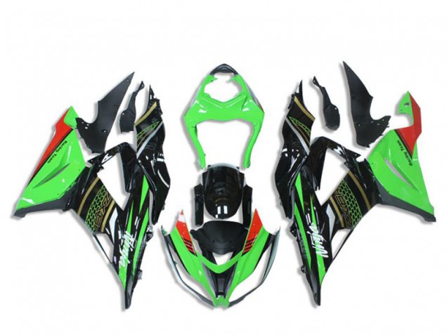 2013-2018 Kawasaki ZX6R Motorcycle Fairings - Green Glossy Black Red Honeycomb