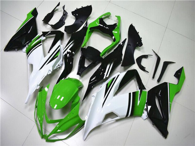 2013-2018 Kawasaki ZX6R Motorcycle Fairings - Green White Glossy Black