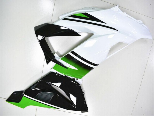 2013-2018 Kawasaki ZX6R Motorcycle Fairings - Green White Glossy Black