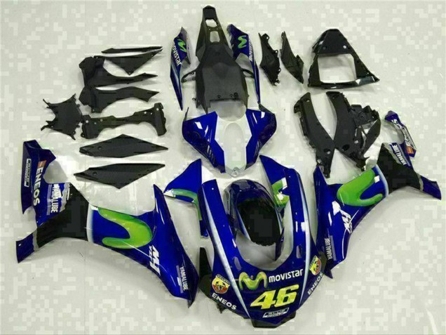2015-2019 Yamaha YZF R1 Motorcycle Fairings - Blue Silver Black Green MoviStar