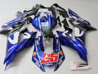 Cheap 2017-2023 Yamaha YZF R6 Motorcycle Fairing - White Blue Green Monster MoviStar
